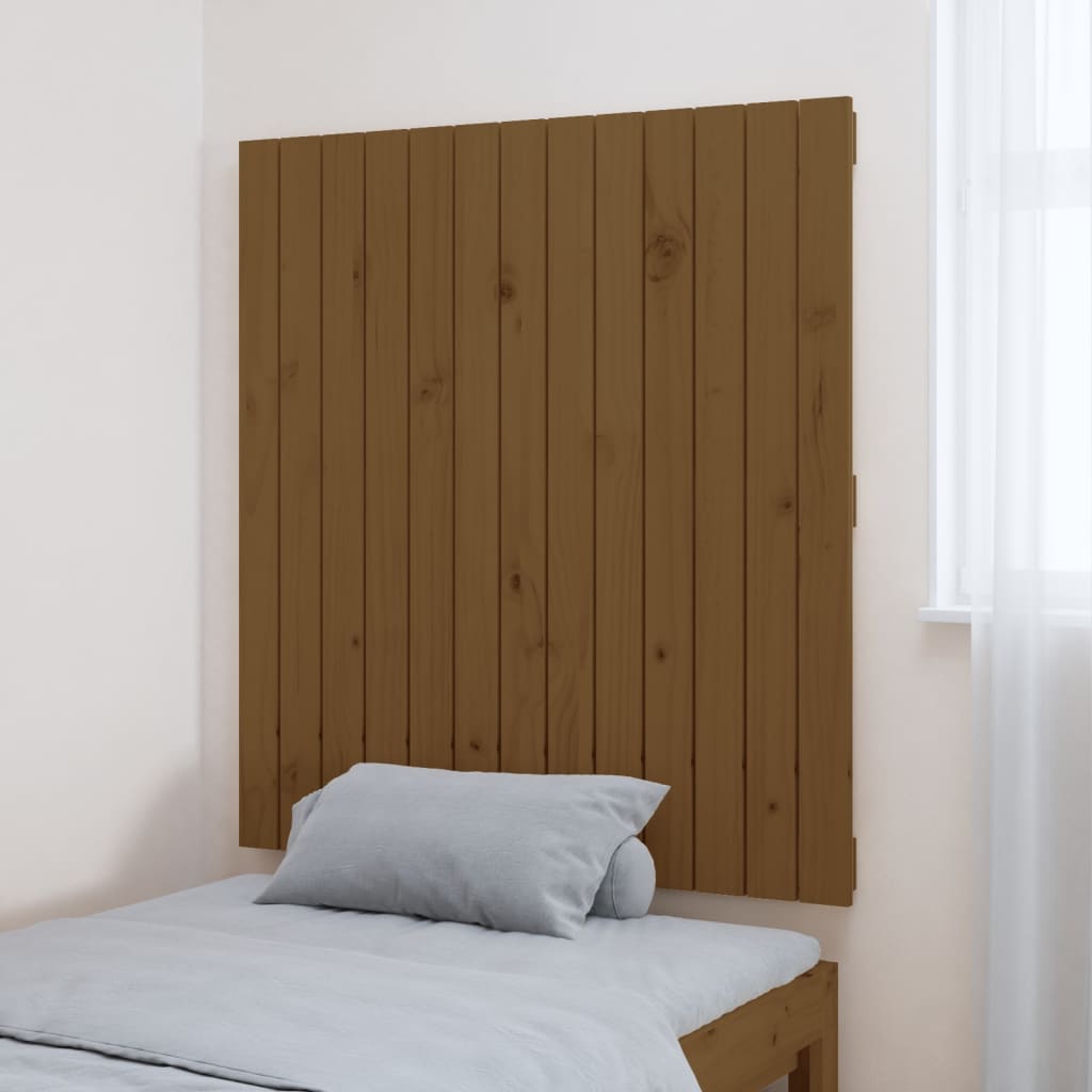 vidaXL Cabecero cama pared madera maciza pino marrón miel 82,5x3x90 cm