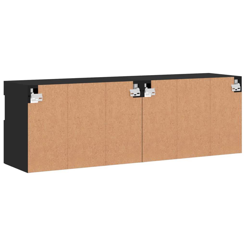 vidaXL Muebles de TV de pared con luces LED 2 uds negro 60x30x40 cm