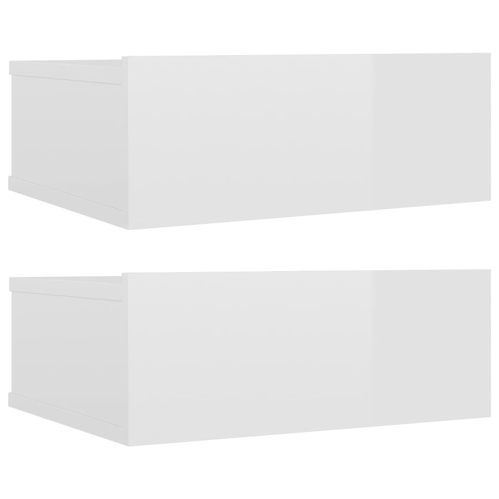 vidaXL Mesitas noche flotante 2 uds contrachapada blanco 40x30x15 cm