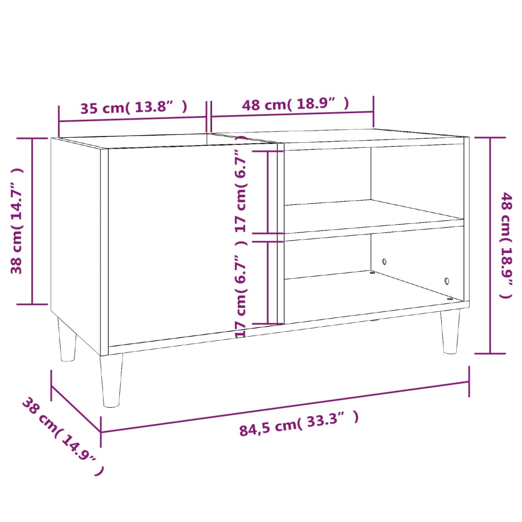 vidaXL Mueble para discos madera contrachapada blanco 84,5x38x48 cm