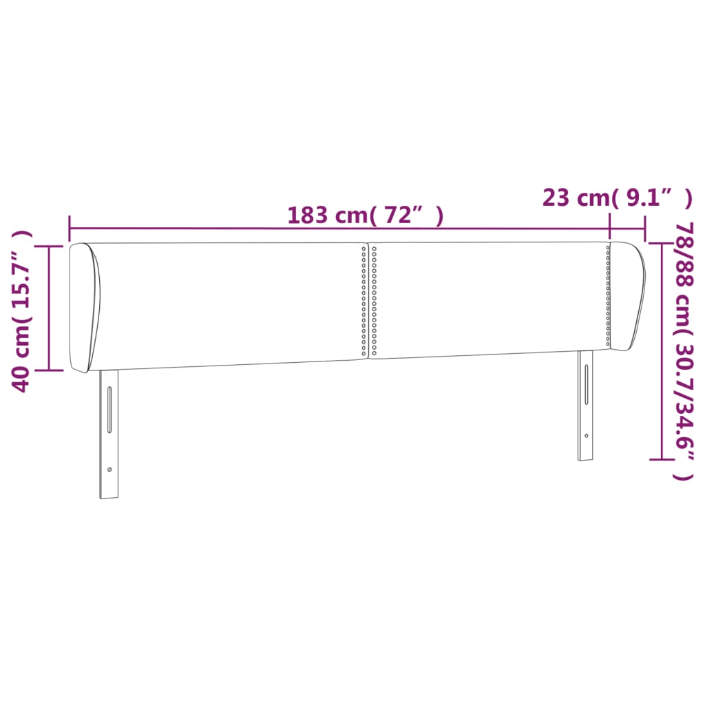 vidaXL Cabecero de tela color crema 183x23x78/88 cm