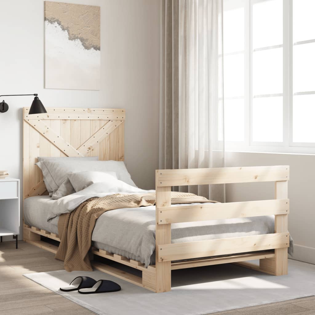 vidaXL Estructura de cama con cabecero madera maciza de pino 90x200 cm