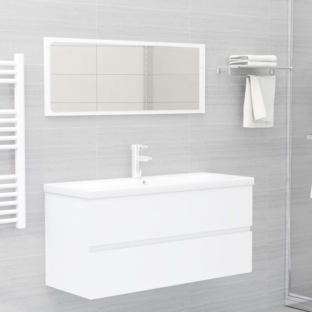 vidaXL Armario para lavabo madera contrachapada blanco 100x38,5x45 cm