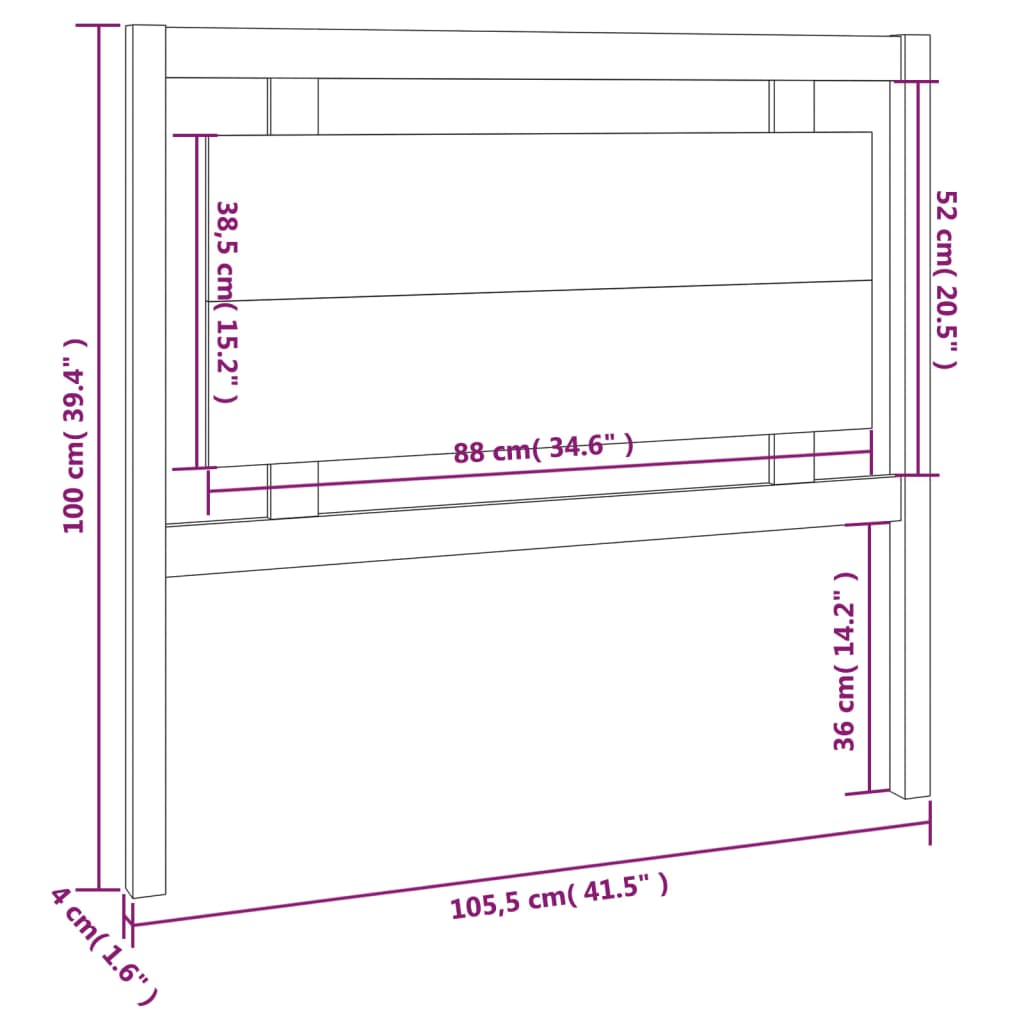 vidaXL Cabecero de cama madera maciza de pino gris 105,5x4x100 cm