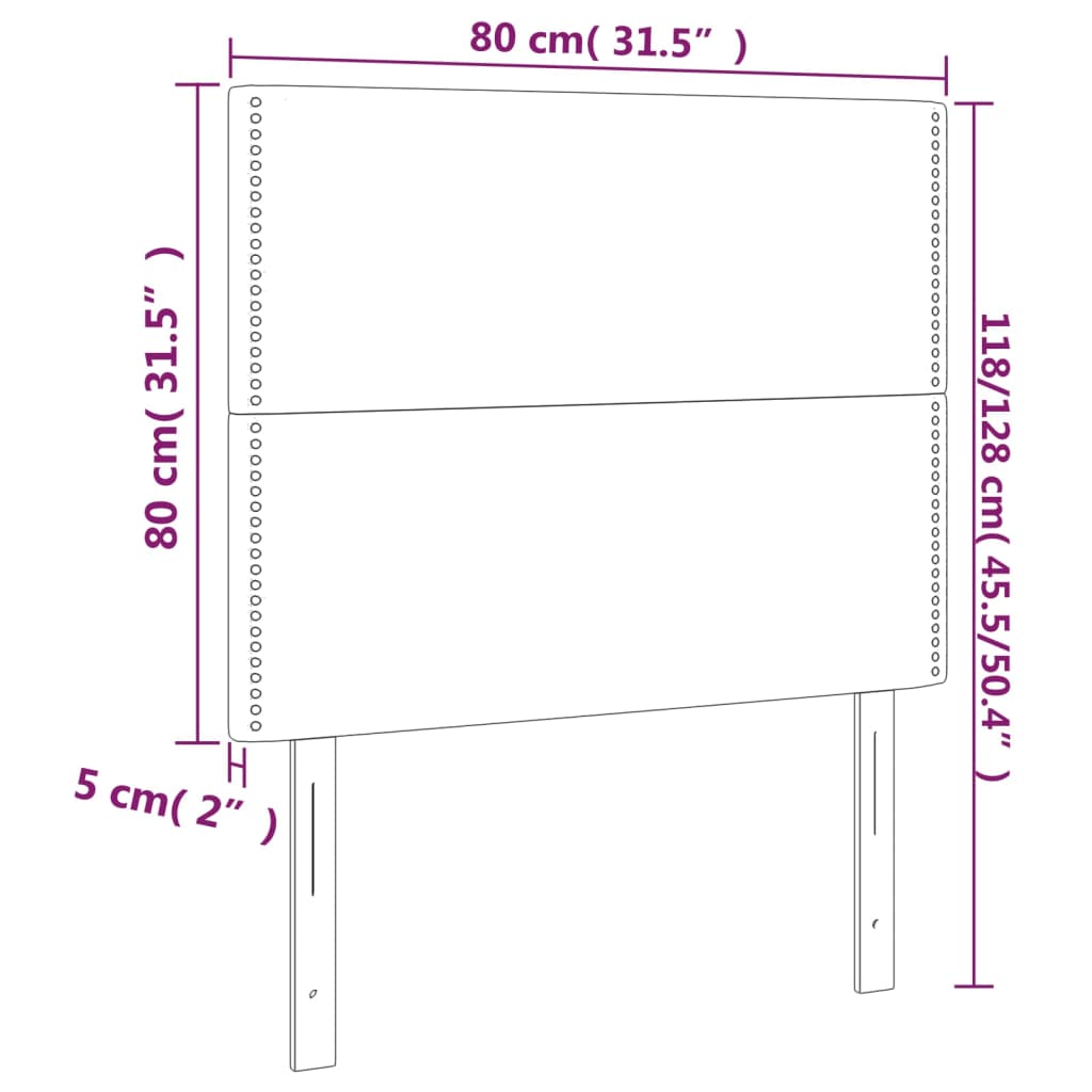 vidaXL Cabeceros 2 unidades de terciopelo azul oscuro 80x5x78/88 cm