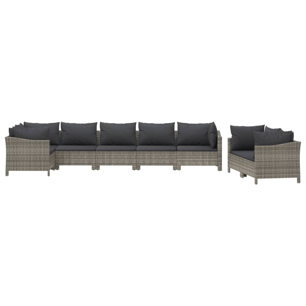 vidaXL Set de muebles de jardín 8 pzas y cojines ratán sintético gris