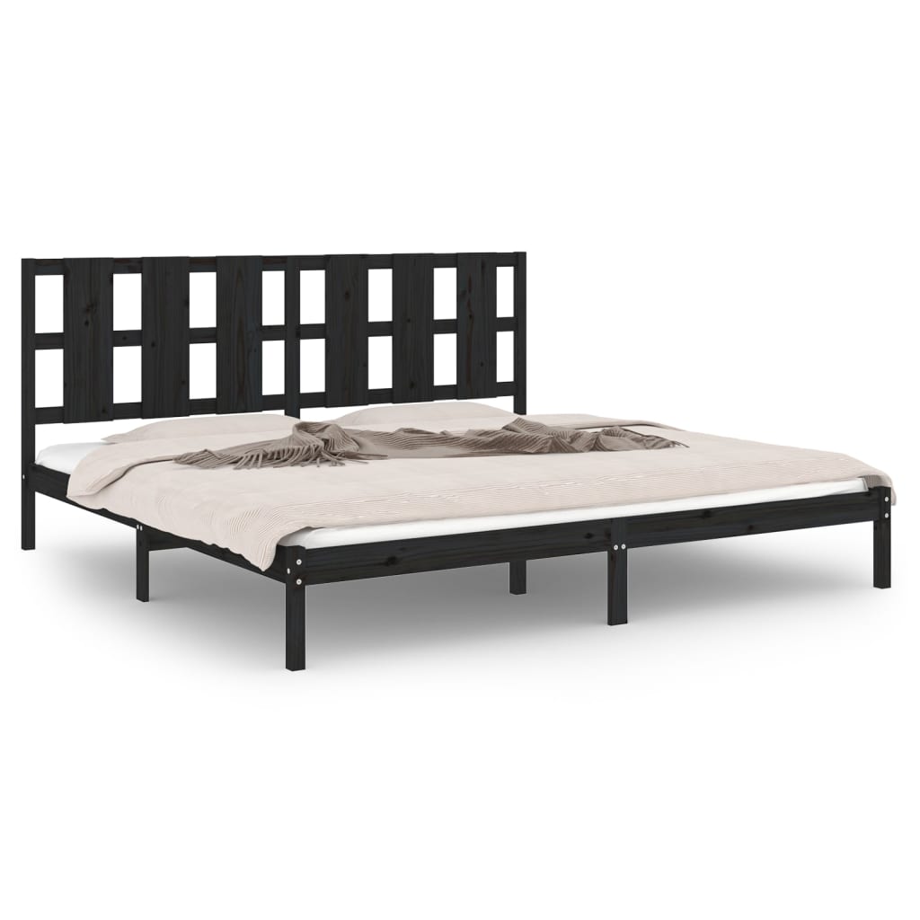 vidaXL Estructura de cama madera maciza negro Supe King 180x200 cm