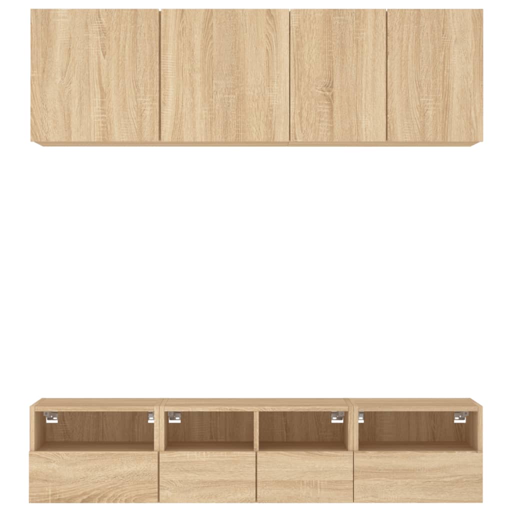 vidaXL Muebles de TV de pared 5 pzas madera de ingeniería roble Sonoma