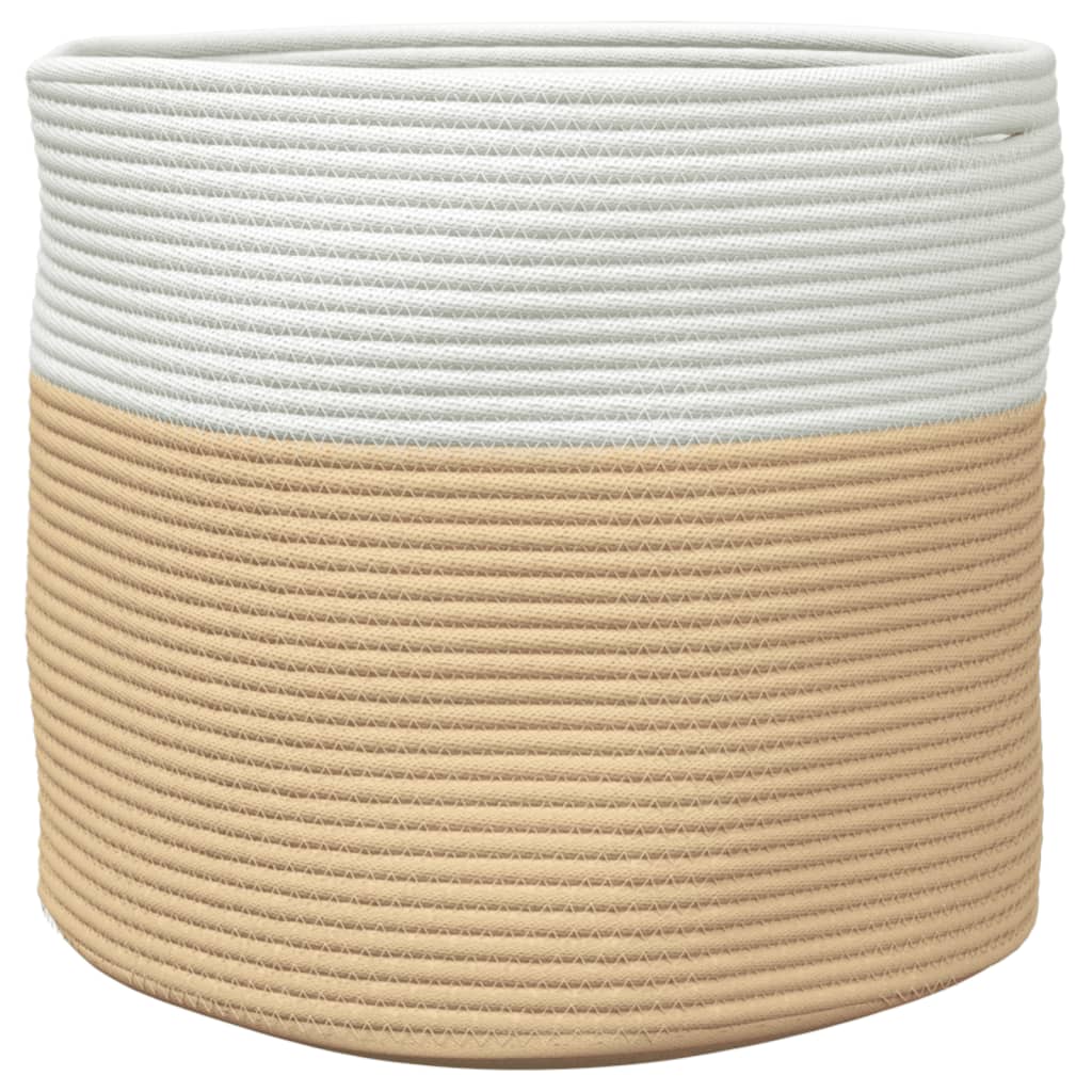 vidaXL Cesta de almacenaje algodón beige y blanco Ø40x35 cm