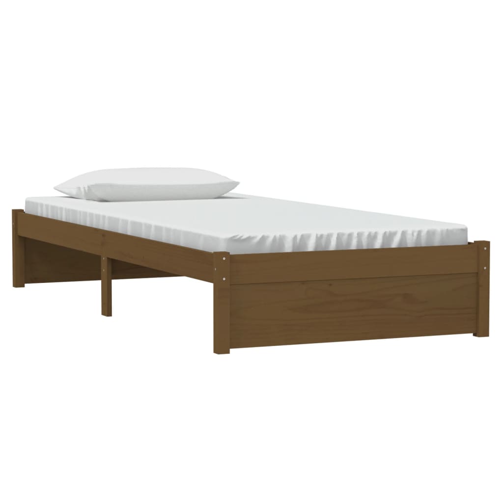 vidaXL Estructura de cama madera maciza marrón miel 90x190 cm