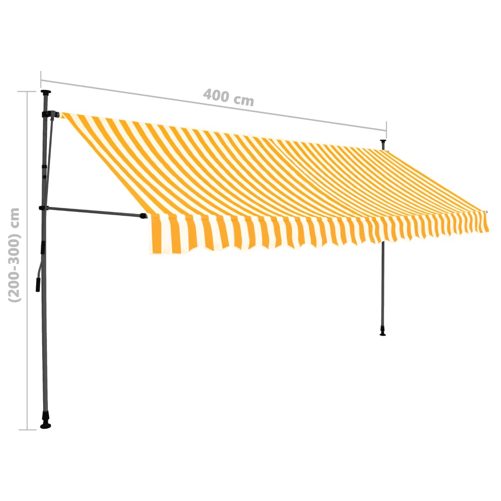 vidaXL Toldo manual retráctil con LED blanco y naranja 400 cm