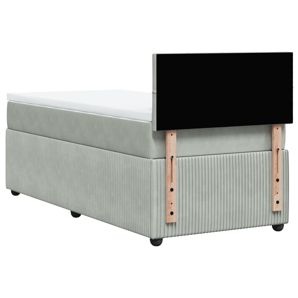 vidaXL Cama box spring con colchón terciopelo gris claro 100x200 cm