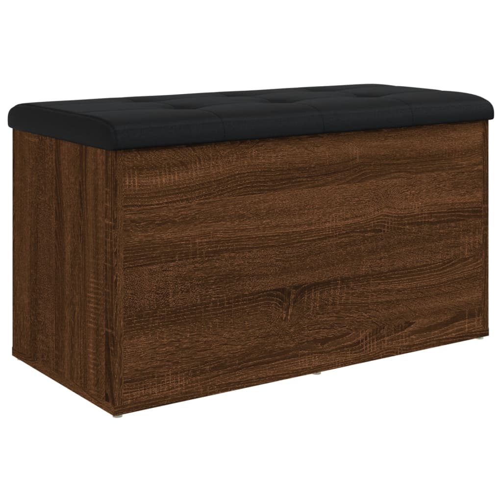 vidaXL Banco con almacenaje madera ingeniería roble marrón 82x42x45 cm