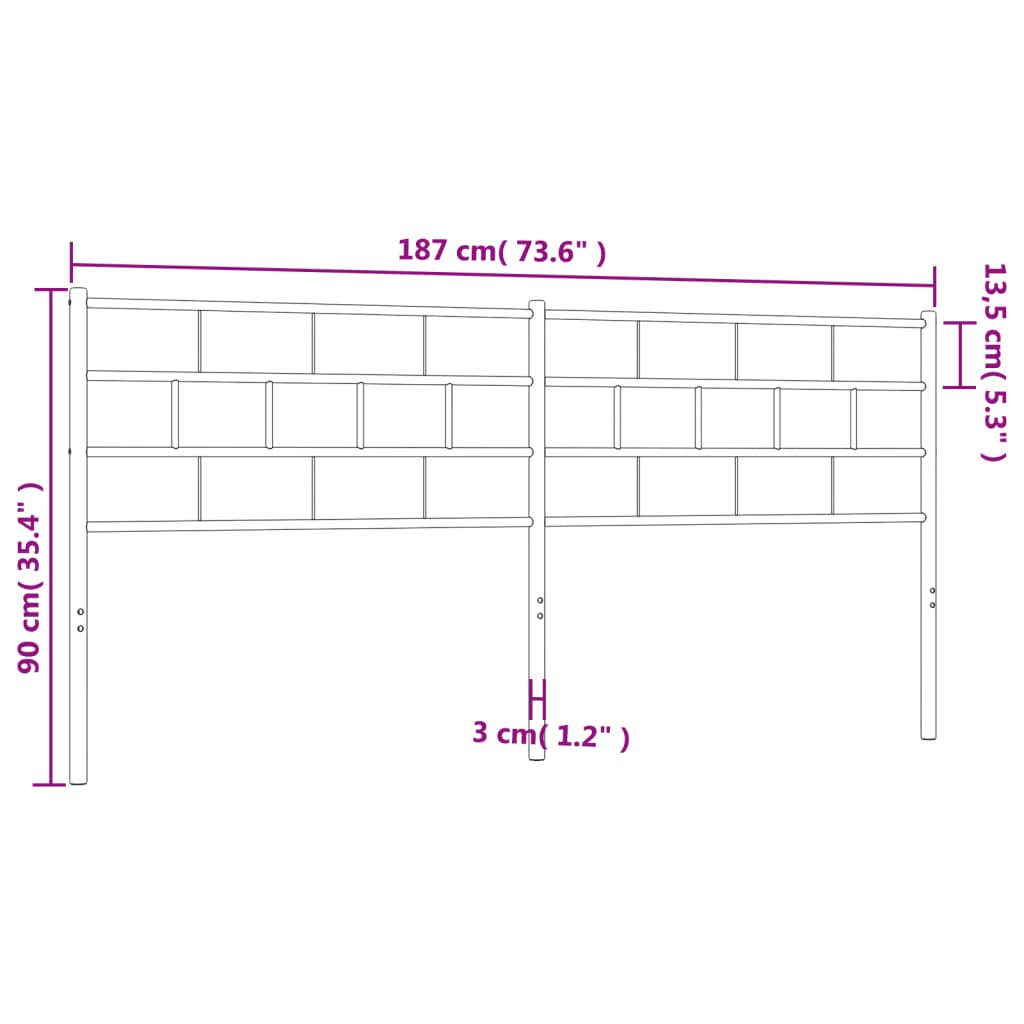 vidaXL Cabecero de metal negro 180 cm