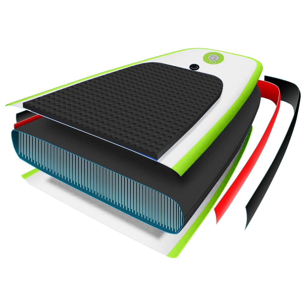 vidaXL Juego de tabla paddle surf inflable verde y blanco