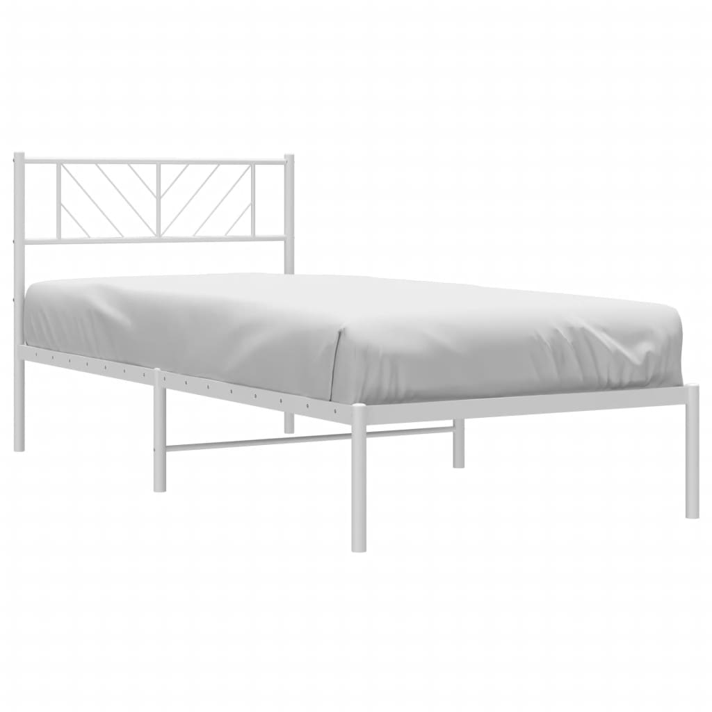 vidaXL Estructura cama sin colchón con cabecero metal blanco 107x203cm