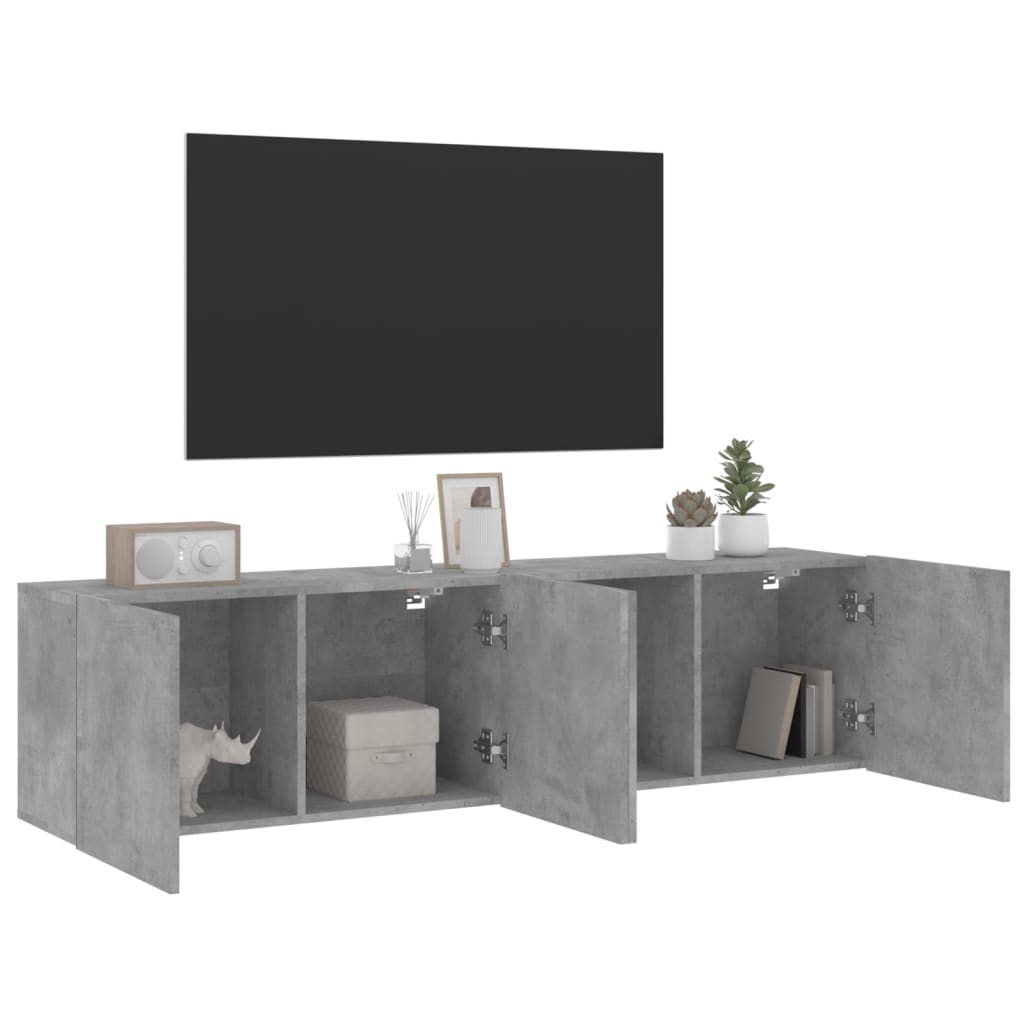 vidaXL Muebles para TV de pared 2 unidades gris hormigón 80x30x41 cm