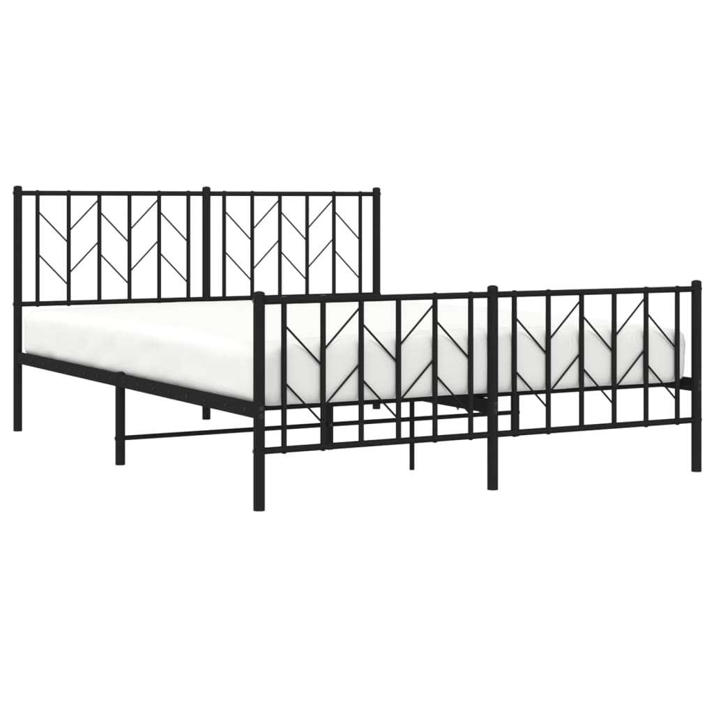 vidaXL Estructura cama sin colchón con estribo metal negro 150x200 cm