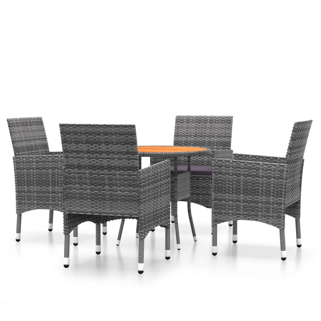 vidaXL Juego de comedor de jardín 5 piezas ratán sintético gris