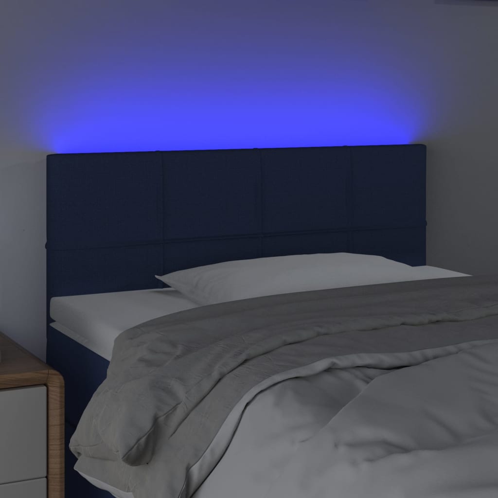 vidaXL Cabecero con LED de tela azul 100x5x78/88 cm