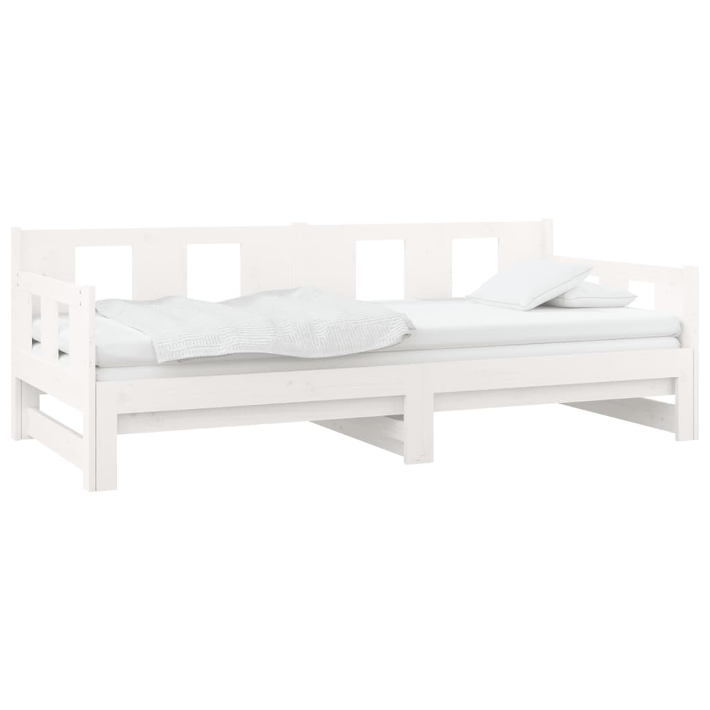 vidaXL Sofá cama extraíble madera maciza de pino blanco 2x(90x190) cm