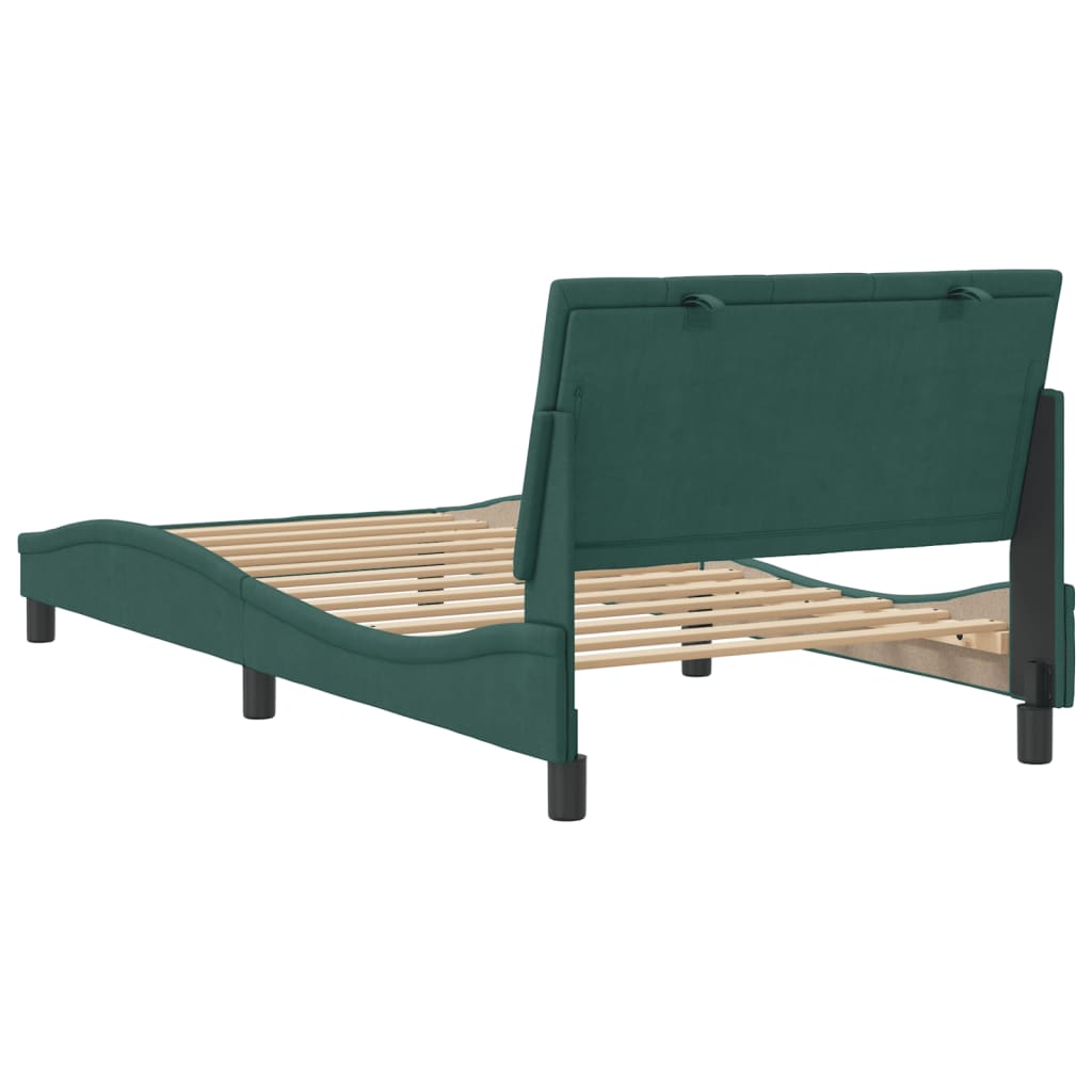 vidaXL Estructura cama sin colchón terciopelo verde oscuro 100x200 cm