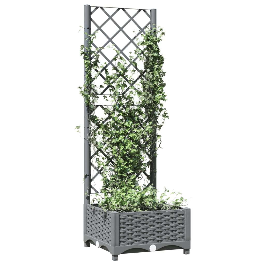 vidaXL Jardinera con enrejado PP gris claro 40x40x121,5 cm