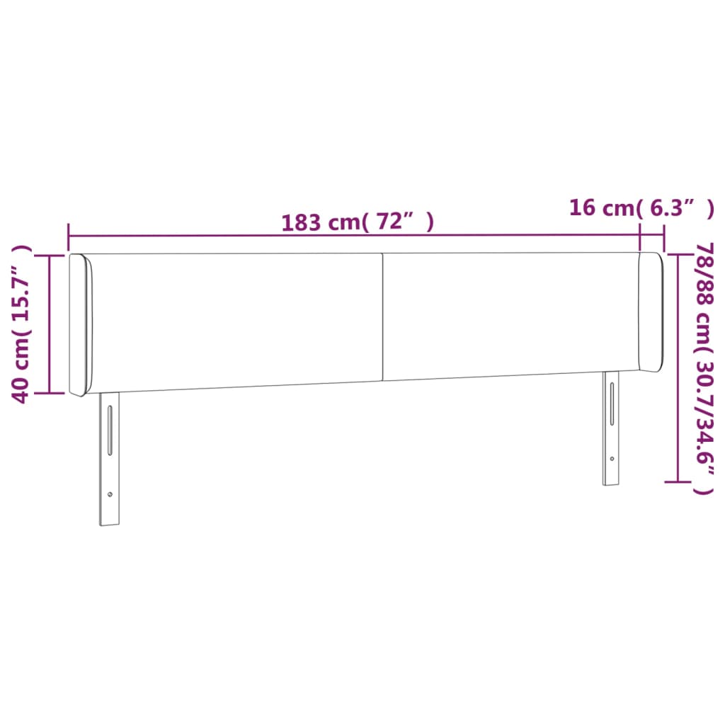 vidaXL Cabecero de tela color crema 183x16x78/88 cm