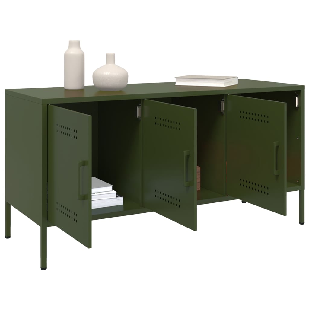 vidaXL Mueble de TV de acero verde oliva 100,5x39x50,5 cm