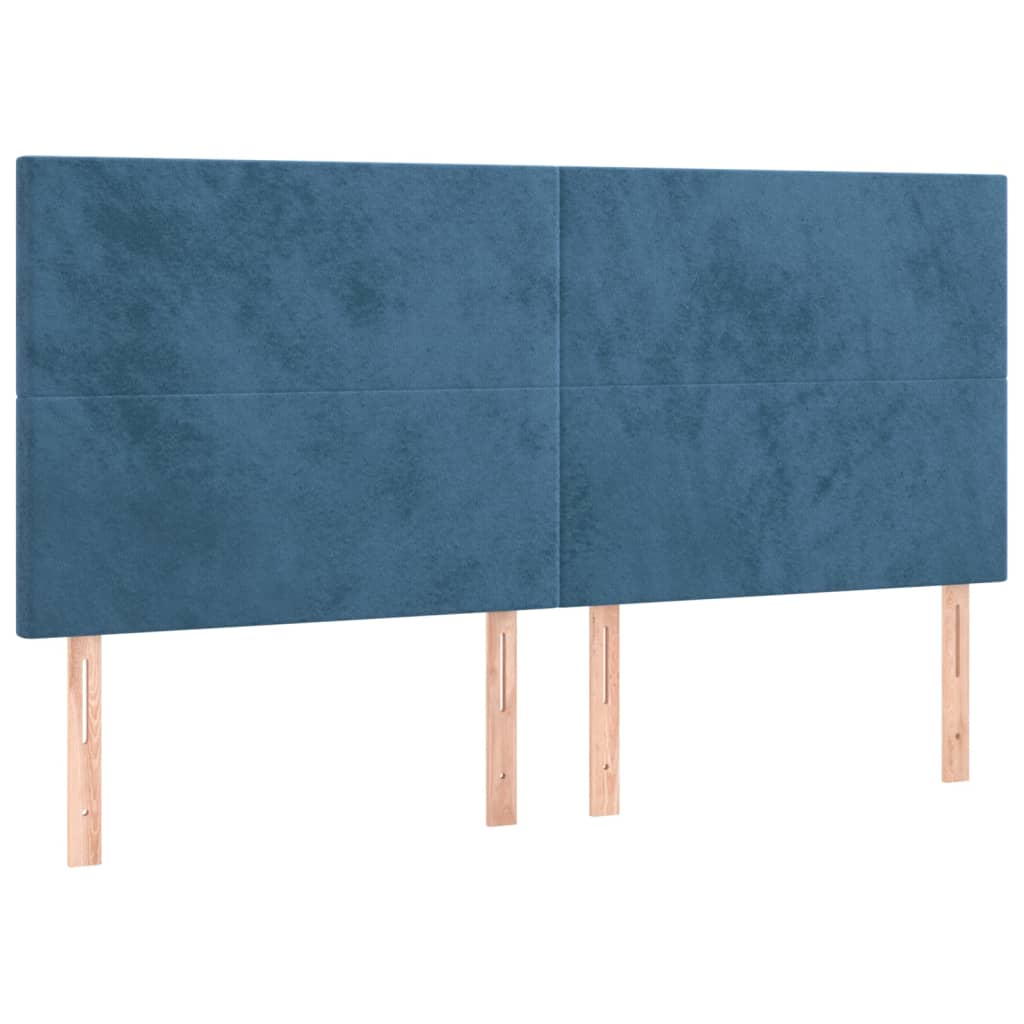 vidaXL Cabeceros 4 unidades de terciopelo azul oscuro 100x5x78/88 cm