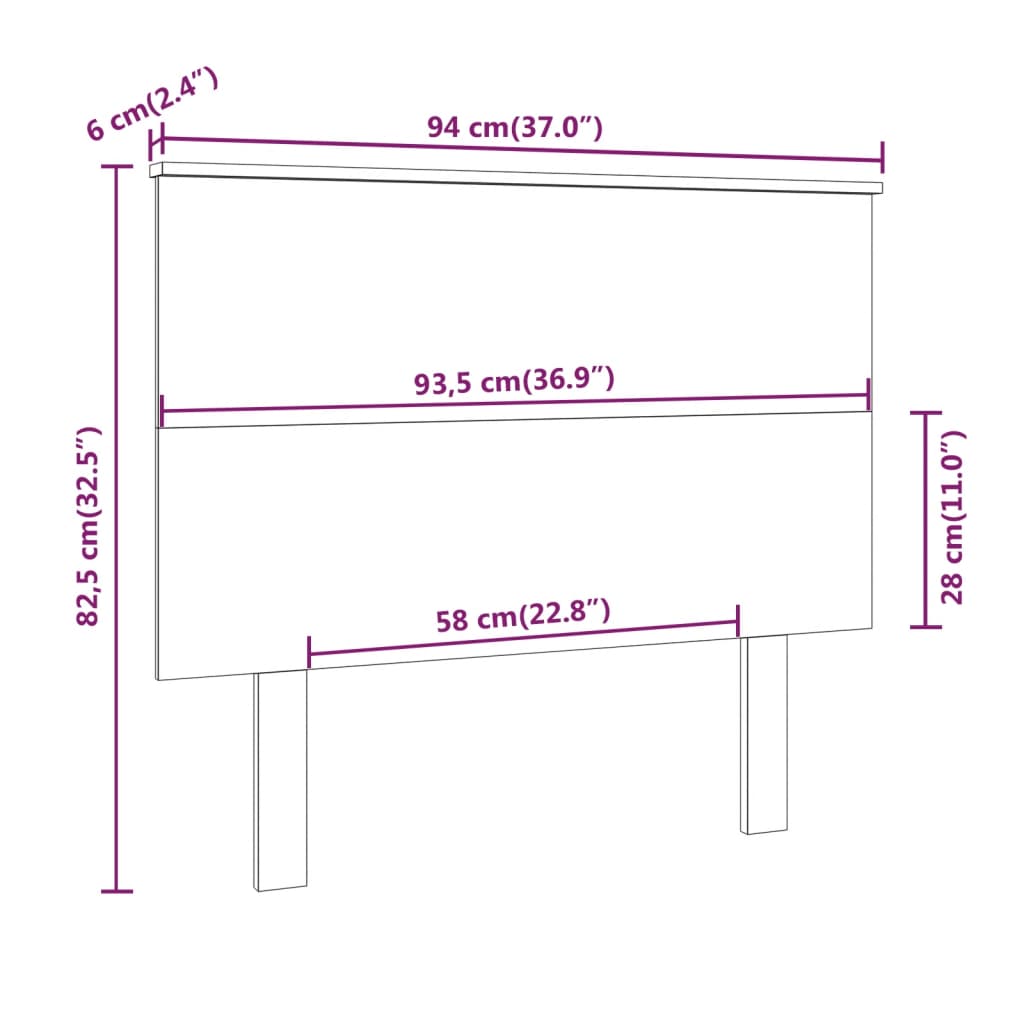 vidaXL Cabecero de cama madera maciza de pino marrón miel 94x6x82,5 cm