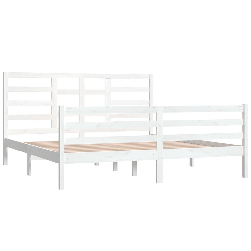 vidaXL Estructura de cama madera maciza blanco Supe King 180x200 cm