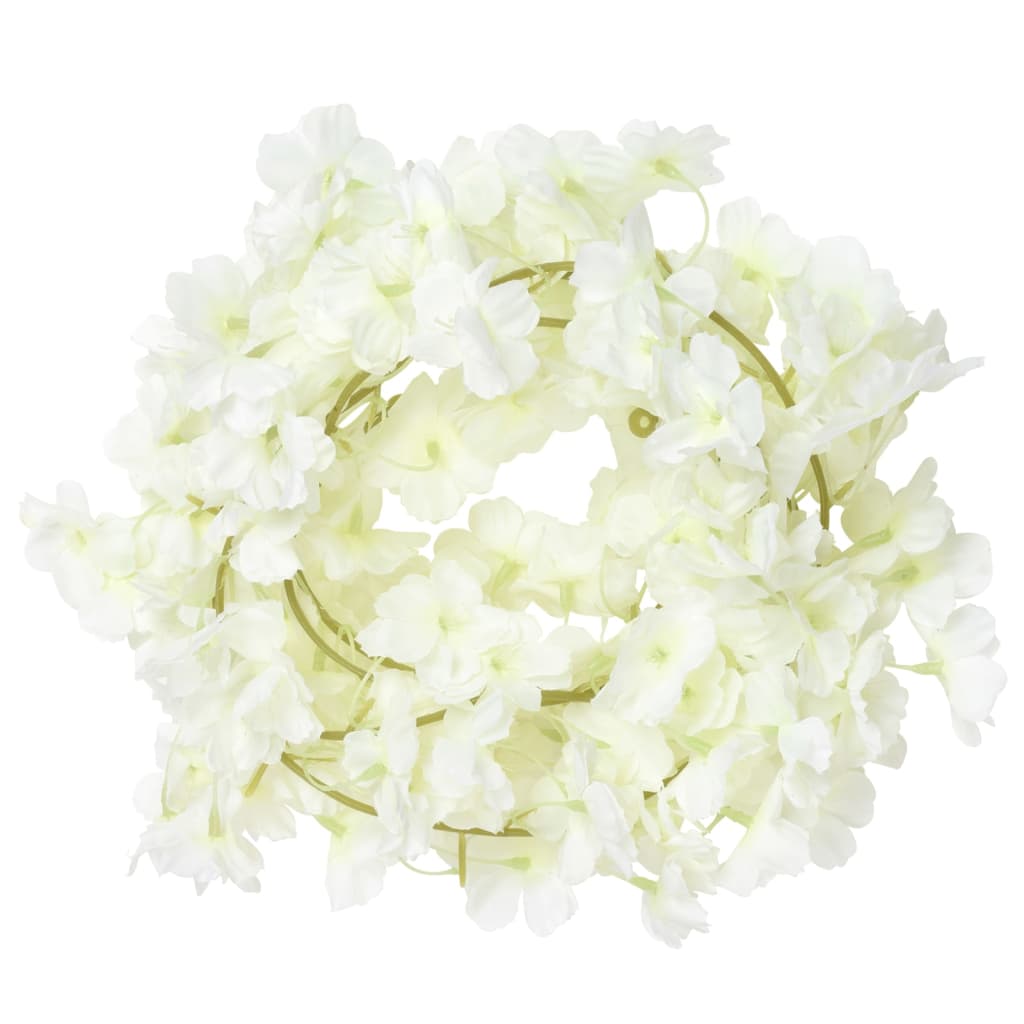 vidaXL Guirnaldas de flores de Navidad 6 uds blanco 180 cm