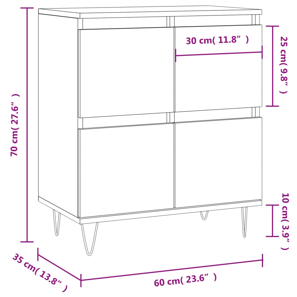 vidaXL Aparador de madera contrachapada gris Sonoma 60x35x70 cm