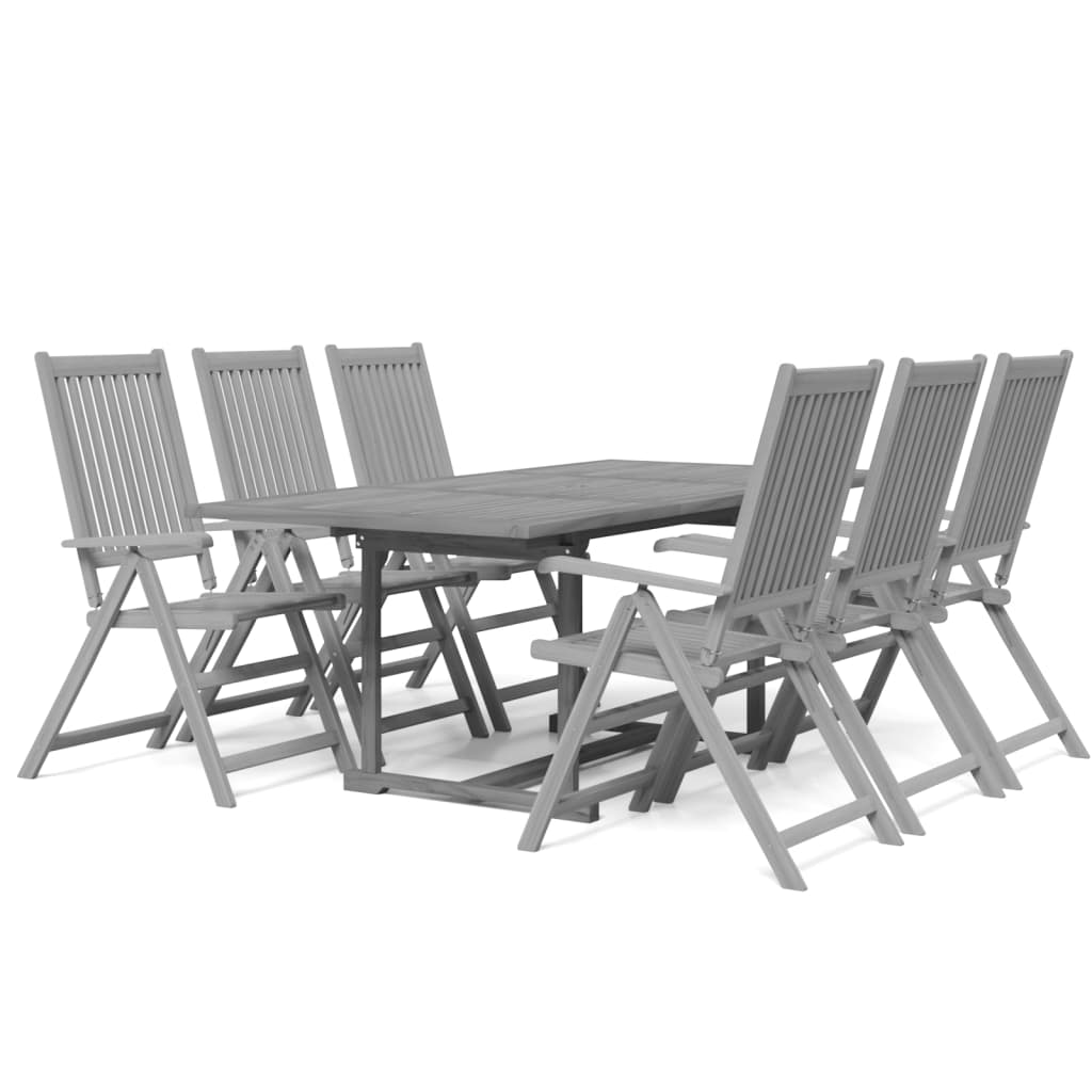 vidaXL Juego de comedor para jardín 7 piezas madera maciza de acacia