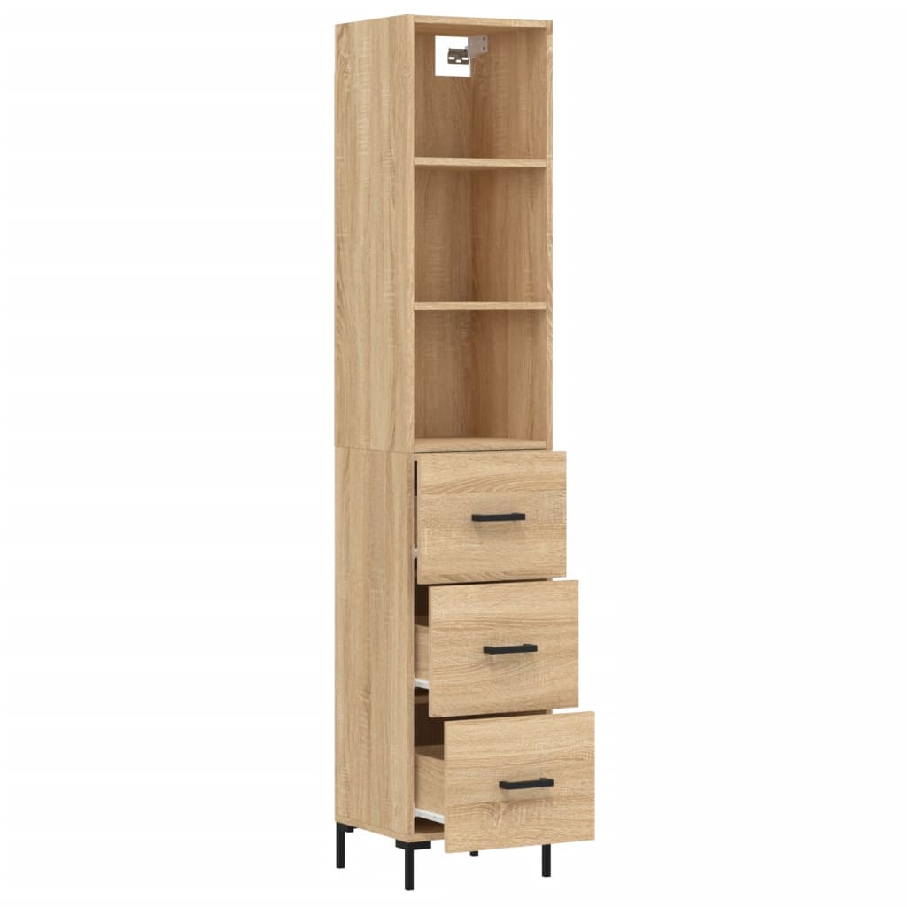 vidaXL Aparador de madera contrachapada roble Sonoma 34,5x34x180 cm