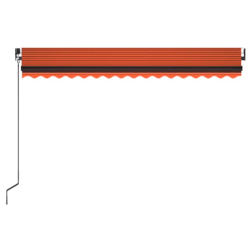 vidaXL Toldo manual retráctil con LED naranja y marrón 450x350 cm