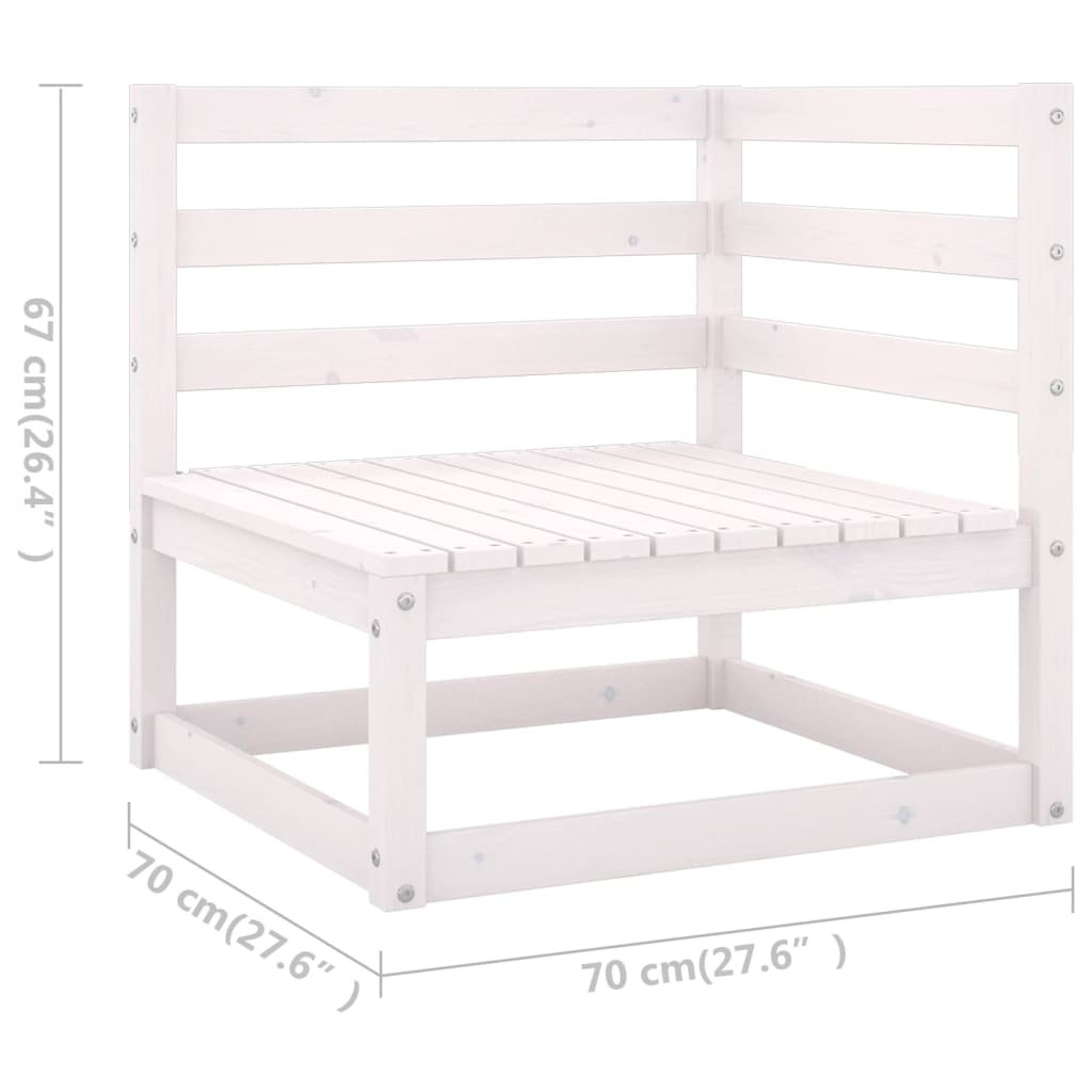 vidaXL Set de salón de jardín de 9 pzas blanco madera maciza de pino