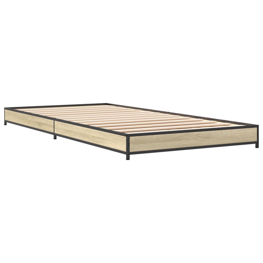 vidaXL Estructura cama madera ingeniería metal roble Sonoma 75x190 cm