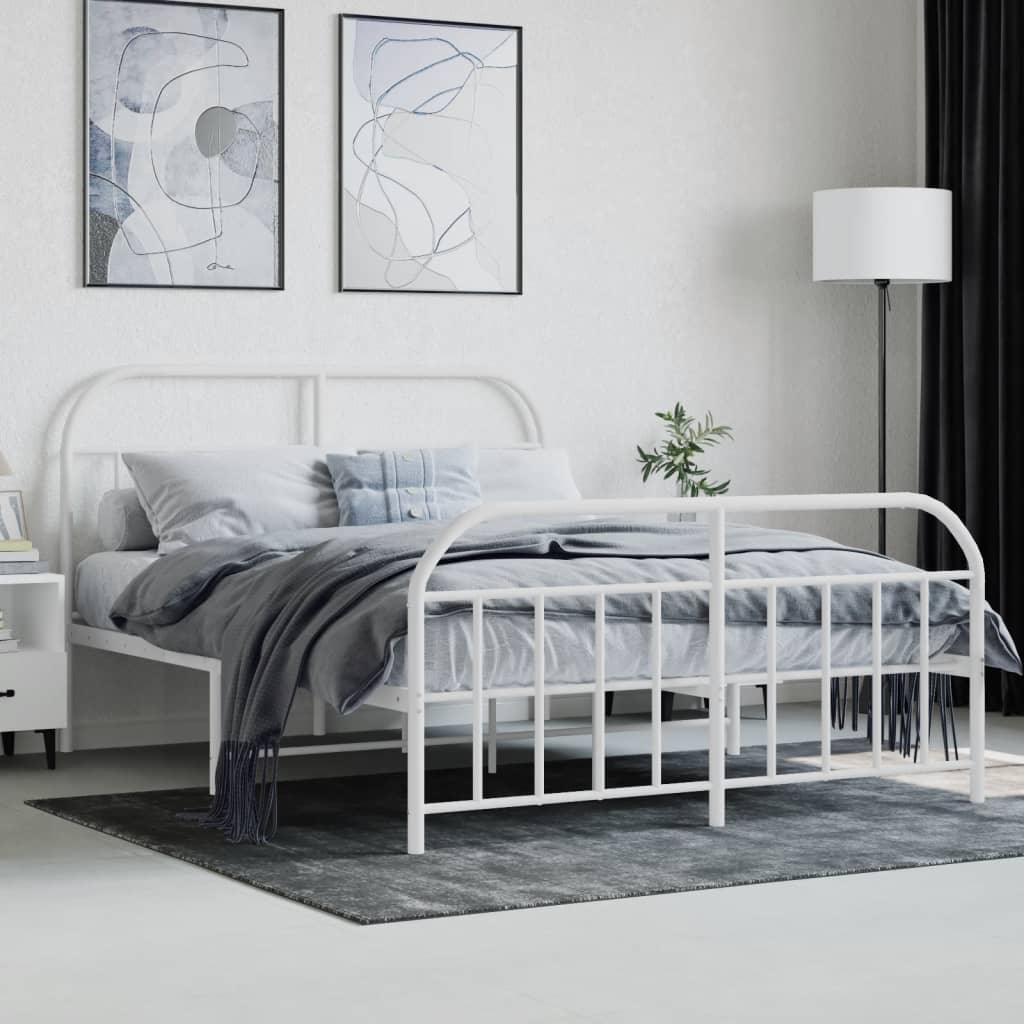 vidaXL Estructura cama sin colchón con estribo metal blanco 140x200 cm