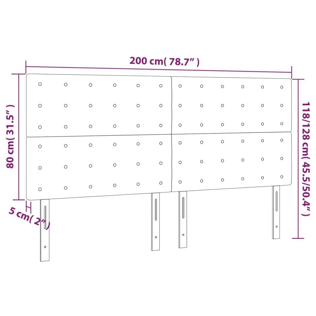 vidaXL Cabecero con luces LED tela gris claro 200x5x118/128 cm