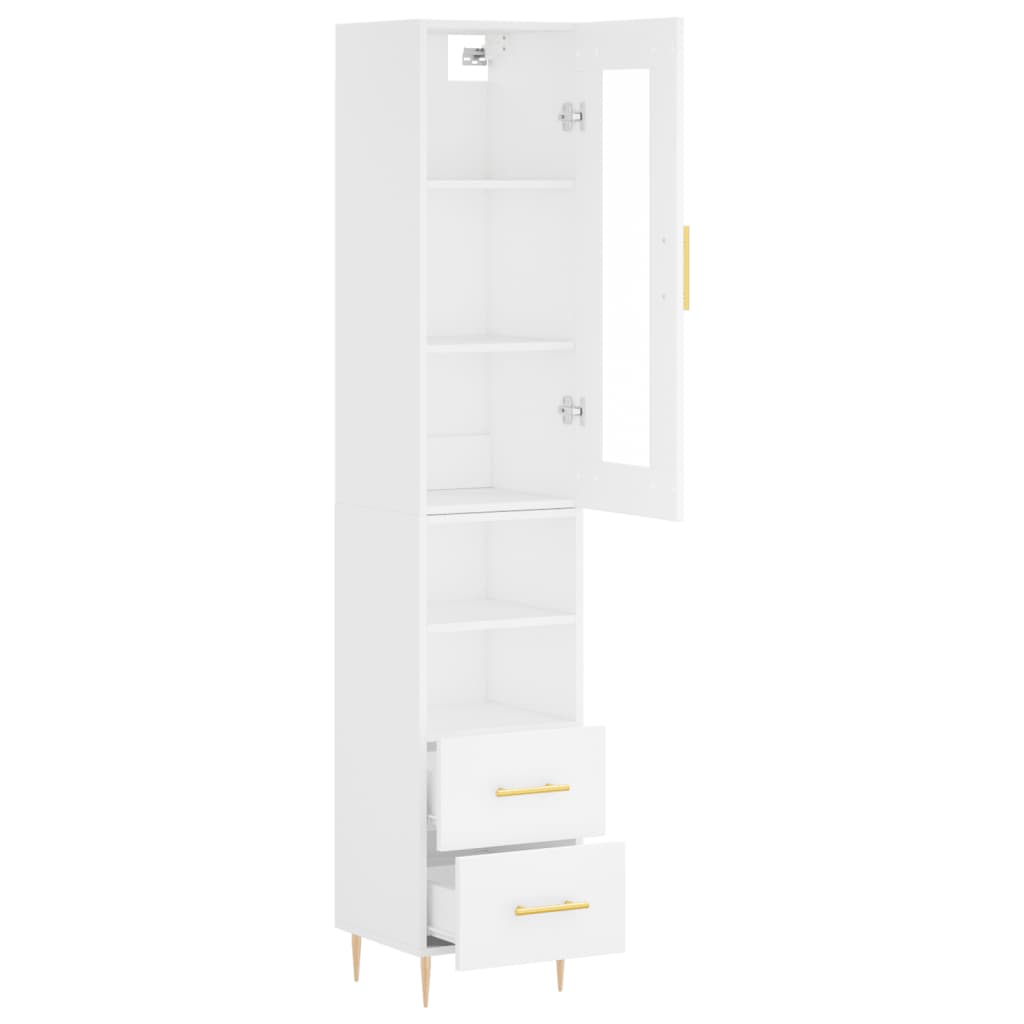 vidaXL Aparador alto madera contrachapada blanco 34,5x34x180 cm