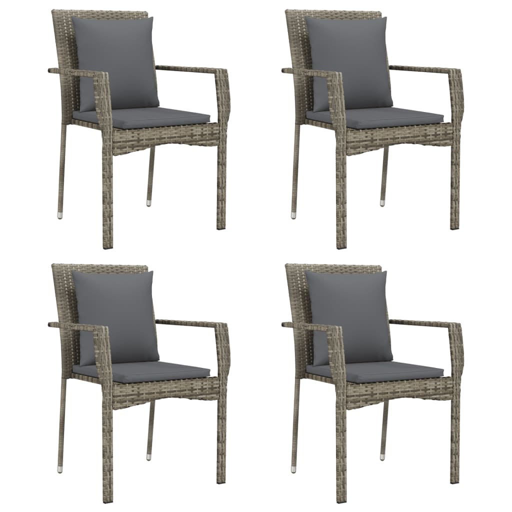 vidaXL Set comedor de jardín 5 piezas con cojines ratán sintético gris