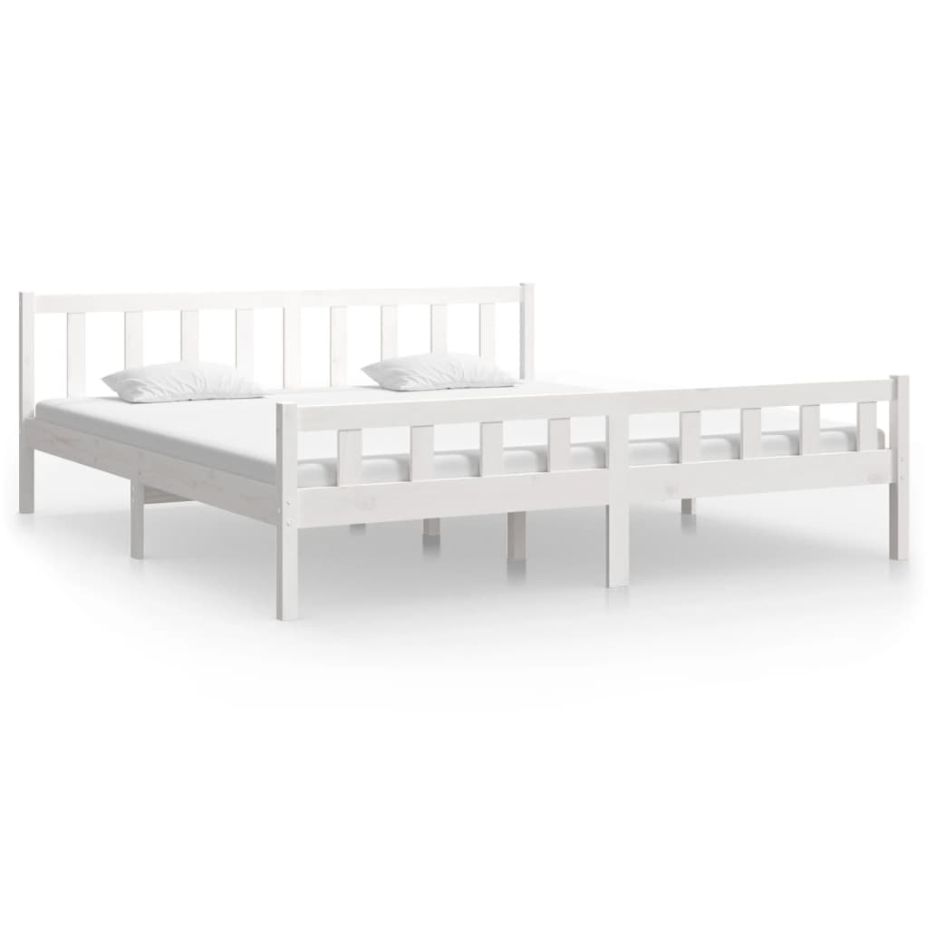 vidaXL Estructura de cama de madera maciza blanca 160x200 cm