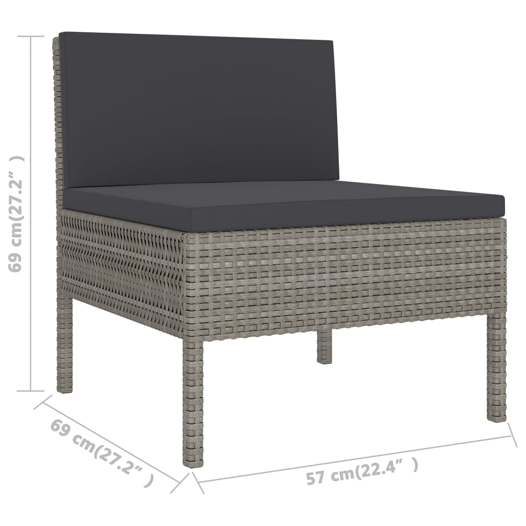 vidaXL Set de muebles de jardín 11 pzas y cojines ratán sintético gris