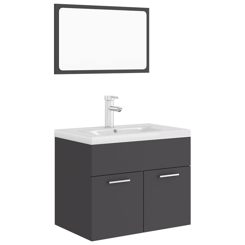 vidaXL Juego de muebles de baño madera de ingeniería gris