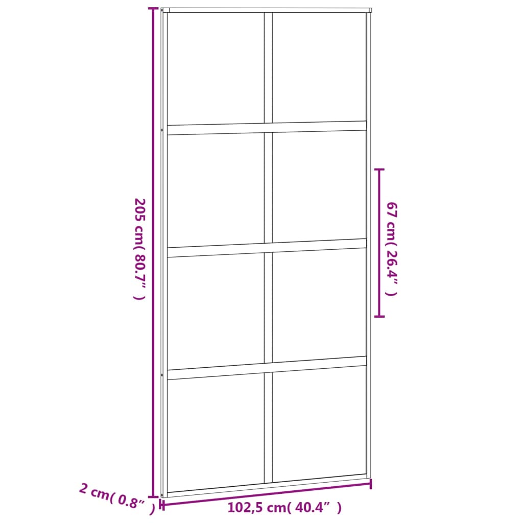 vidaXL Puerta corredera vidrio templado y aluminio negra 102,5x205 cm