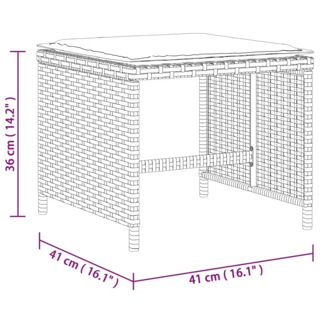 vidaXL Set comedor de jardín con cojines 13 pzas ratán sintético negro