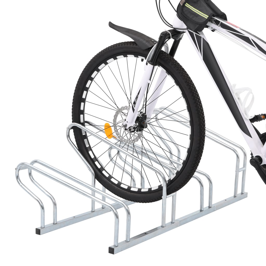 vidaXL Soporte para 4 bicicletas suelo independiente acero galvanizado