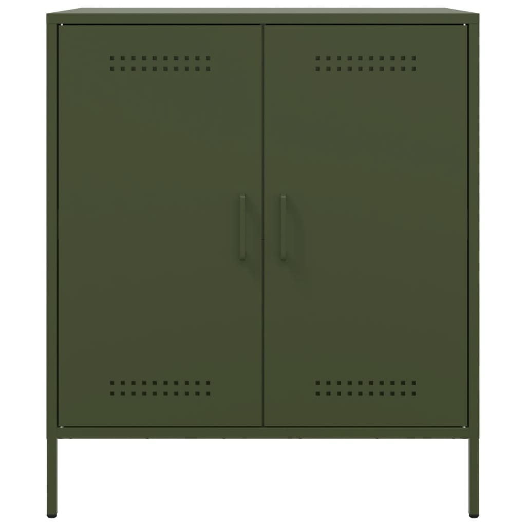 vidaXL Aparador de acero verde oliva 68x39x79 cm